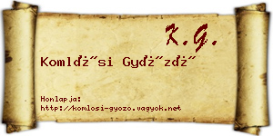 Komlósi Győző névjegykártya